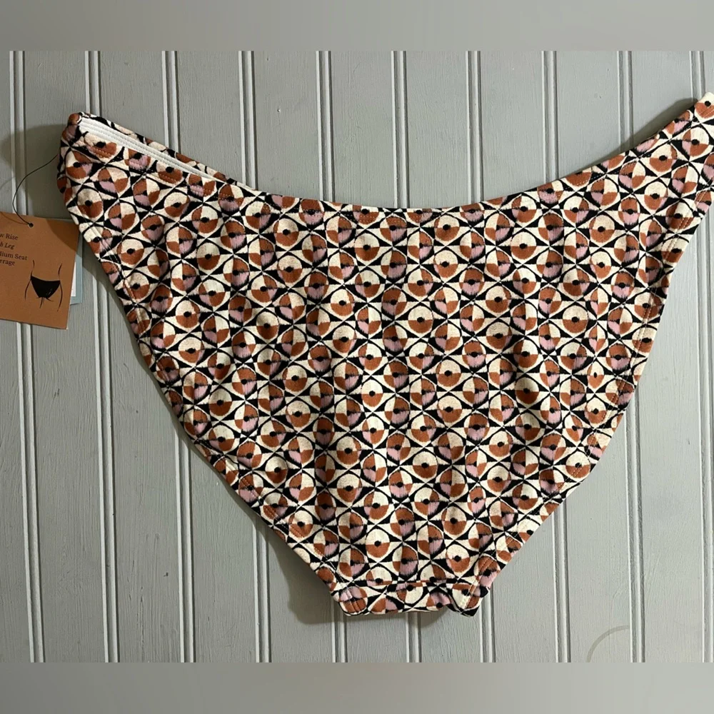 Shade & Shore Geo Print Low Rise High Leg Bikini Bottoms Women XL Multicolor NWT - Picture 4 of 12